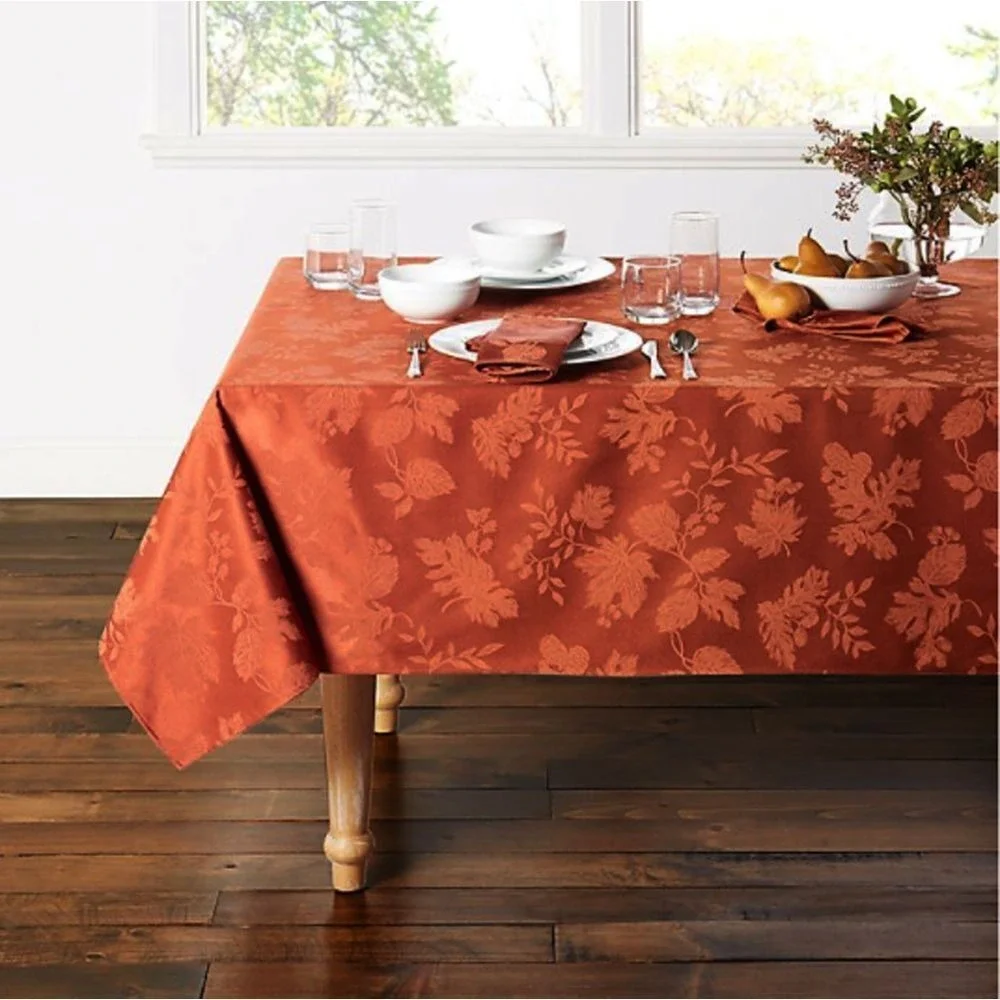 Town‎ & Country Autumn Medley Spice Tablecloth Fall Leaf Pattern Damask 60 X 104